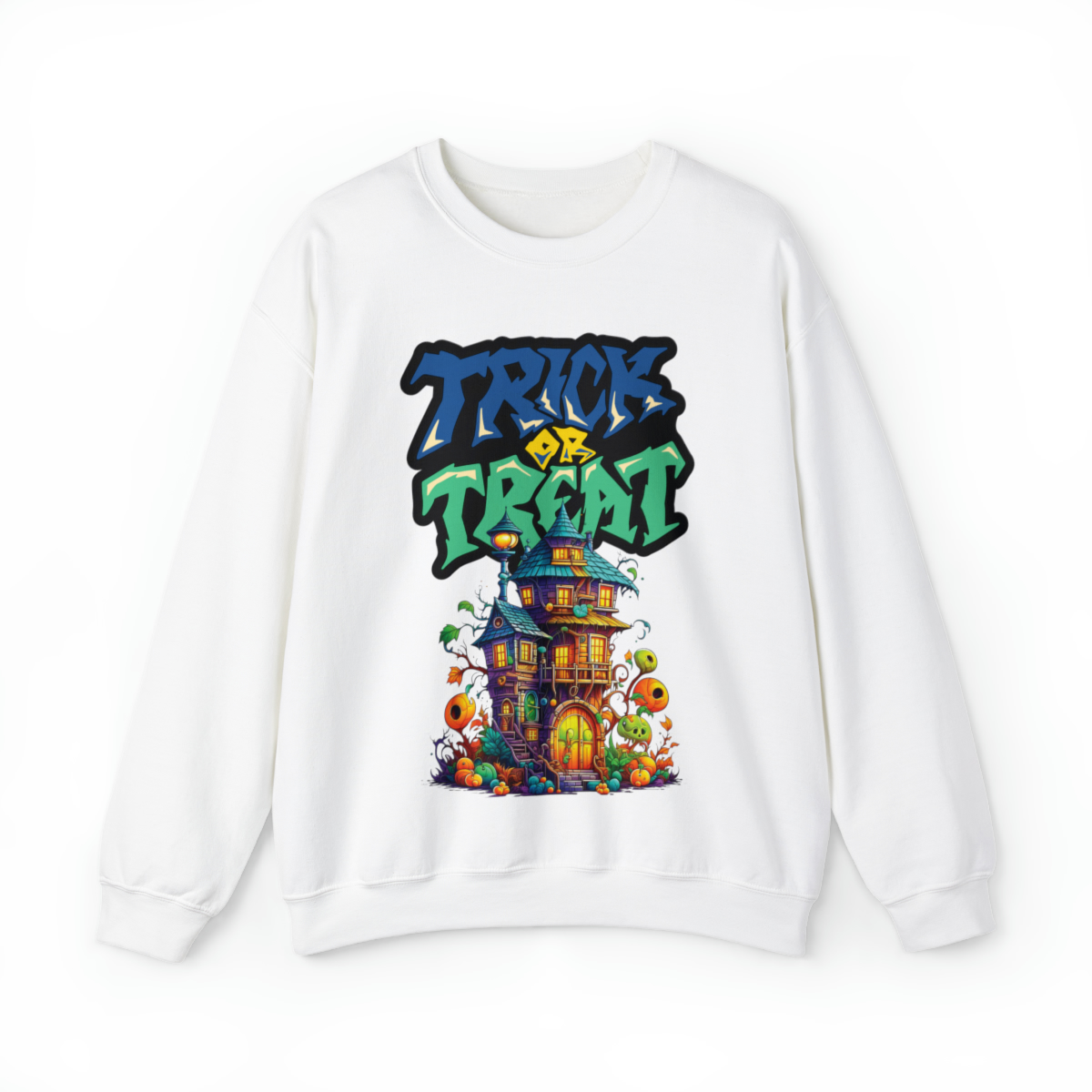 trick or treat  Happy Halloween Sweatshirts Autumn Harvest Vibes Unisex Heavy Blend™ Crewneck Sweatshirt