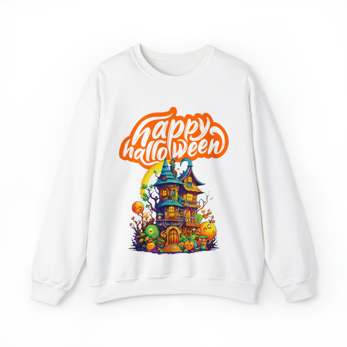 trick or treat  Happy Halloween Sweatshirts Autumn Harvest Vibes Unisex Heavy Blend™ Crewneck Sweatshirt