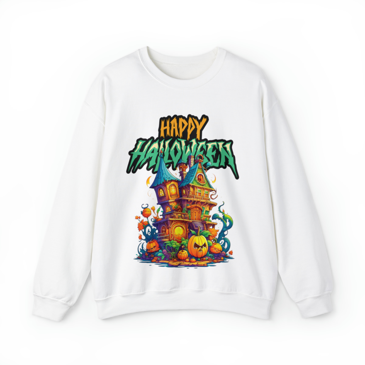 trick or treat Happy Halloween Sweatshirts Autumn Harvest Vibes Unisex Heavy Blend™ Crewneck Sweatshirt