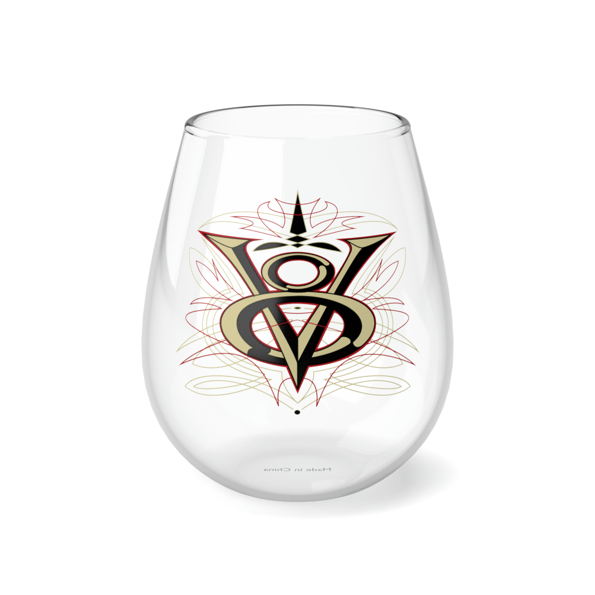 V8 logo Stemless Wine Glass, 11.75oz